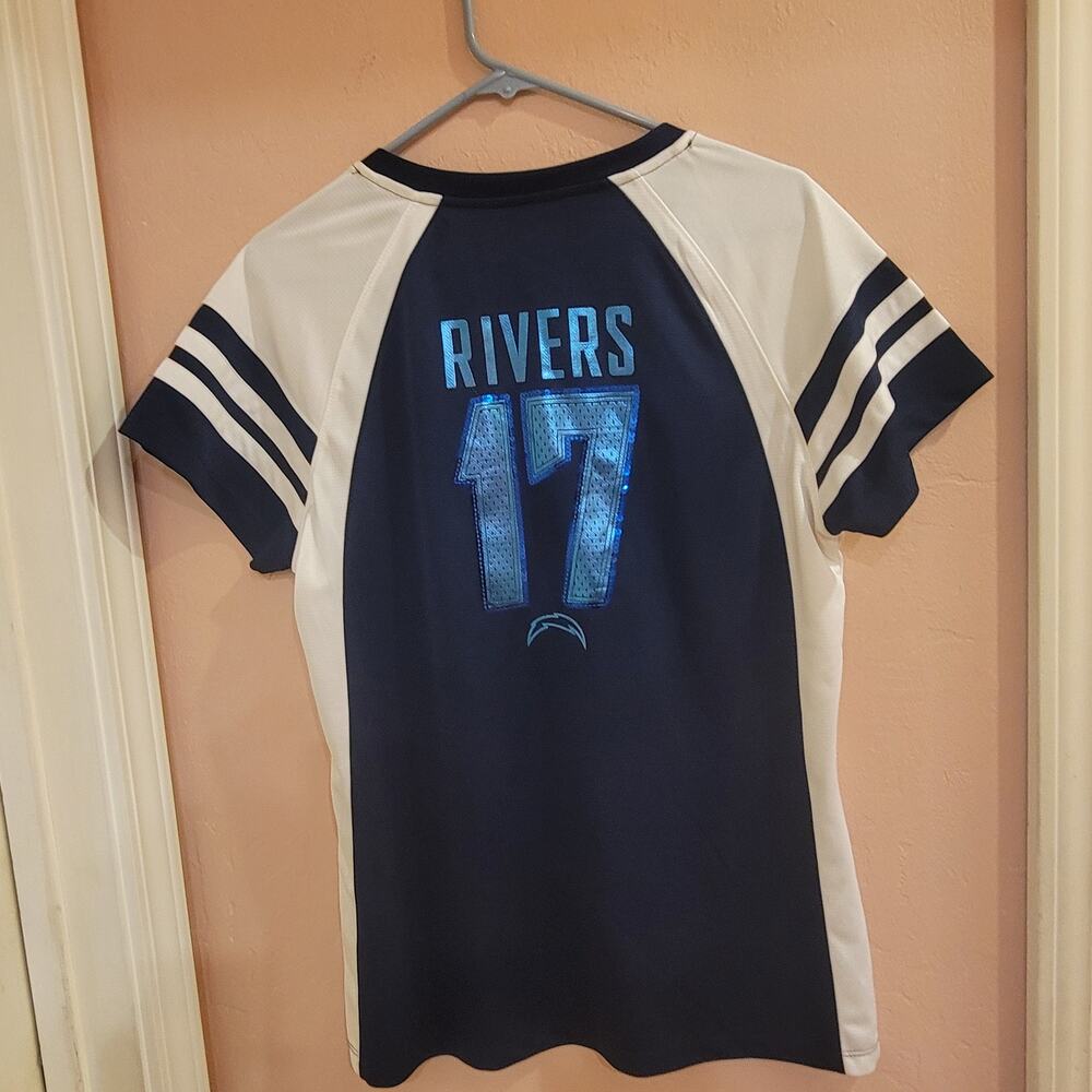 Majestic Women's Los Angeles Chargers Philip Rivers #17 Lace-Up Jersey TShirt XL